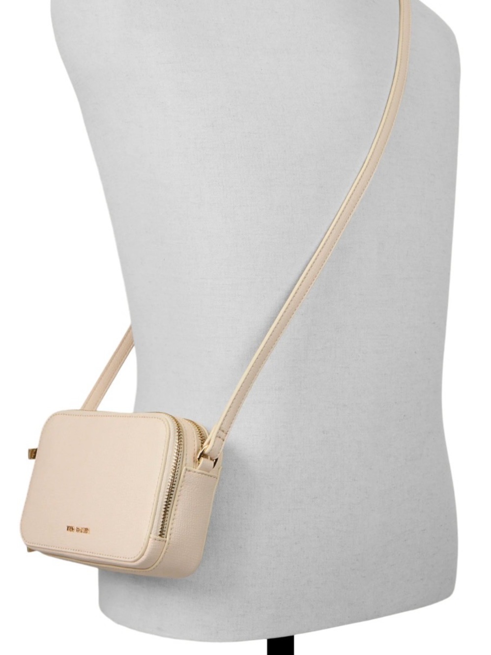 Ted Baker Ivory Pebbled Leather Crossbody Bag with Gold Logo